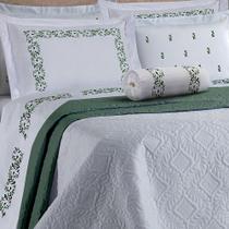 Kit Colcha Cobre Leito + Jogo de Cama Lençol King Benim 200 Fios 08 Peças