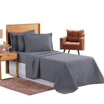 Kit Colcha Cobre Leito Jogo Roupa Cama Solteiro 2 Pç Matelado Criança Infantil Macio 200 Fios Basico