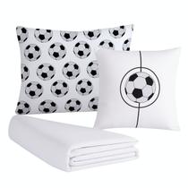 Kit Colcha Cobre Leito Jogo Roupa Cama Solteiro 5 Pçs Elasticado Na Volta Quarto Menino Futebol Branco Kit Colcha Cobre Leito Jogo Roupa Cama Solteiro 5 Pçs Elasticado Na Volta Quarto Menino Futebol Branco