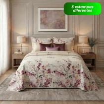 Kit Colcha Cobre Leito King Dupla Face Matelado Boutis 3 Peças Floral Toque Macio Estampa Cacintex Kit Colcha Cobre Leito King Dupla Face Matelado Boutis 3 Peças Floral Toque Macio Estampa Cacintex