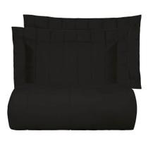 Kit Colcha / Cobre Leito King Satinee Square-Kacyumara Preto Kit Colcha / Cobre Leito King Satinee Square-Kacyumara Preto