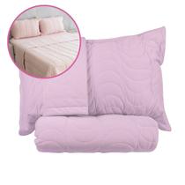 Kit Colcha Cobre Leito Matelado Casal 3 Peças Dupla Face