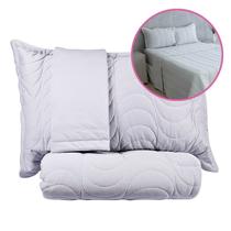 Kit Colcha Cobre Leito Matelado Casal 3 Peças Dupla Face