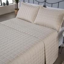 Kit Colcha Cobre Leito Matelado King 3 Pçs Dupla Face Soft - Areia