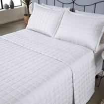 Kit Colcha Cobre Leito Matelado King 3 Pçs Dupla Face Soft - Branco