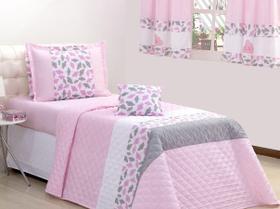 KIT Colcha Cobre Leito Nuvem Rosa Menina Infantil Solteiro ~ 03 Peças ~~