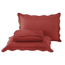 Kit Colcha Cobre Leito Percal 300 Fios toque pluma Casal Padrão 3 Peças Oásis Dupla Face