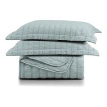 Kit Colcha Cobre Leito Plissê Queen Seersucker Premium 3 Peças Maciez e Leveza com Textura 3D Verde Essencial