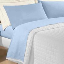 Kit Colcha / Cobre Leito Queen 180 Fios Premier Andreza Azul Kit Colcha / Cobre Leito Queen 180 Fios Premier Andreza Azul