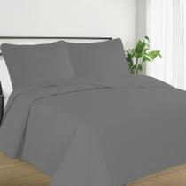 Kit Colcha Cobre Leito Queen 3 Peças Com Porta Travesseiro Varias Cores Lisa Habitat Flor