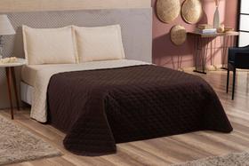 Kit Colcha Cobre Leito Queen 4 Peças Com Lençol Elásticado marrom/caqui Kit Colcha Cobre Leito Queen 4 Peças Com Lençol Elásticado marrom/caqui