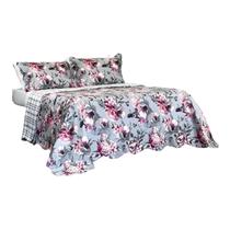 Kit Colcha Cobre Leito Queen Estampado Dupla Face Lepper