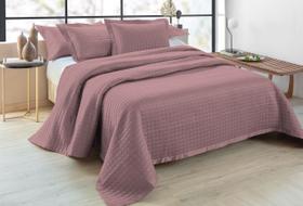 Kit Colcha Cobre Leito Queen Melbourne Acetinada 3 Pç Rozac - Rosê