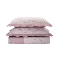 Kit Colcha/Cobre Leito Requinte Casal Bordada - 2 Porta Travesseiros Têxtil Arte Kit Colcha/Cobre Leito Requinte Casal Bordada - 2 Porta Travesseiros Têxtil Arte