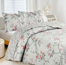 Kit Colcha/Cobre Leito Romma Queen - 2 Porta Travesseiros Têxtil Arte