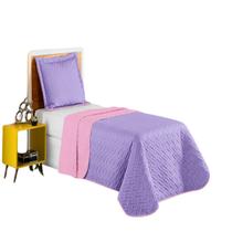 Kit Colcha Cobre Leito Roupa Cama Edredom Solteiro 2 Pçs Quarto Menina Matelado Dupla Face Luxo Lilas