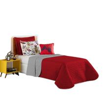 Kit Colcha Cobre Leito Roupa Cama Infantil 5 Pçs Matelado Quarto Menino Video Game Vermelho