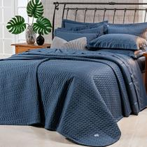 Kit Colcha Cobre Leito Roupa Jogo Cama Queen 3 Pçs Matelado Bordado Macio 400 Fios Seda Dakar Marinho Kit Colcha Cobre Leito Roupa Jogo Cama Queen 3 Pçs Matelado Bordado Macio 400 Fios Seda Dakar Marinho