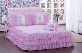 KIT Colcha Cobre Leito Sofia Rosa Casal ~ 04 Peças com Porta Travesseiro e Porta Almofada ~ KIT Colcha Cobre Leito Sofia Rosa Casal ~ 04 Peças com Porta Travesseiro e Porta Almofada ~