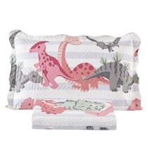 Kit Colcha Cobre Leito Solteiro 2 Pçs Infantil Dino