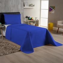 Kit Colcha Cobre Leito Solteiro 2 Peças 170 Fios Cama Box e Padrão Com Porta Travesseiro Menino Menina Infantil Kids Slim Liso