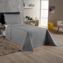 Kit Colcha Cobre Leito Solteiro 2 Peças 170 Fios Cama Box e Padrão Com Porta Travesseiro Menino Menina Infantil Kids Slim Liso