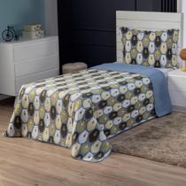 Kit Colcha Cobre Leito Solteiro 2 peças Dupla Face Bouti Infanti Menino Menina Roupa de Cama Estampado Matelado