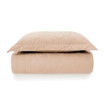 Kit Colcha / Cobre Leito Solteiro 200 Fios Tom Salmao Kit Colcha / Cobre Leito Solteiro 200 Fios Tom Salmao