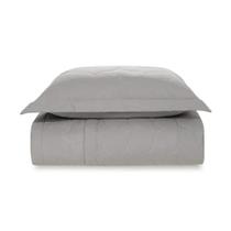 Kit Colcha / Cobre Leito Solteiro 200 Fios Tom Titanio Kit Colcha / Cobre Leito Solteiro 200 Fios Tom Titanio