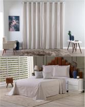 Kit Colcha Cobre Leito Solteiro + Cortina 2 Metros Tecido