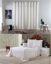 Kit Colcha Cobre Leito Solteiro + Cortina 3 Metros Tecido