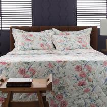 Kit Colcha / Cobre Leito Solteiro King 200 fios Estampado - Andreza