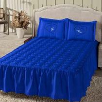 Kit Colcha Cobre Leito Te Amo Casal Box Matelado Toque Macio Varias Cores