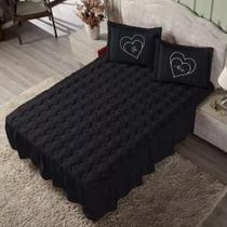Kit Colcha Cobre Leito Te Amo Casal Box Matelado Toque Macio Varias Cores