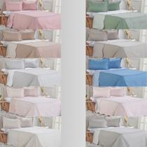 Kit Colcha Cobre Leito Ultra Lisse 3 Peças Com Porta Travesseiros Matelado Dupla Face