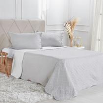 Kit Colcha Cobre Leito Ultra Lisse 3 Peças Com Porta Travesseiros Matelado Dupla Face