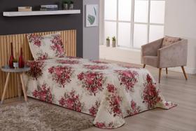 Kit Colcha Cobre Leito Viena Solteiro 2 Peças Rosas
