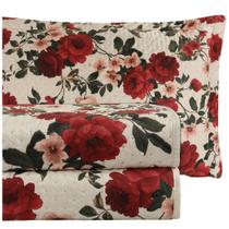 Kit Colcha Cobreleito 3 Peças Estampa Floral Casal Queen King Bouti Jasmim Habitat