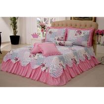 Kit Colcha Cobreleito Belize casal king size 06 pçs Rosa