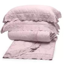 Kit Colcha Cobreleito Casal Bordado Renda Sonata 3 Peças Buettner
