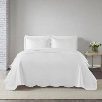 Kit Colcha Cobreleito Milão Corttex 150 fios Branco liso com Porta travesseiro
