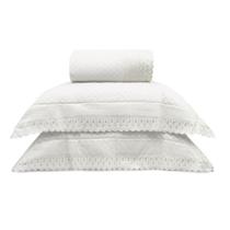 Kit Colcha Com Porta Travesseiro e Cobre Leito - Renda Inglêsa