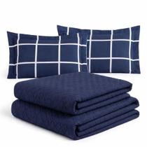 Kit Colcha Coxa Cobre Leito Jogo Roupa Cama Box Edredom Casal Super King 5 Pçs Dupla Face 200 Fios