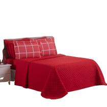 Kit Colcha Coxa Cobre Leito Jogo Roupa Cama Box Edredom Casal Super King 5 Pçs Dupla Face 200 Fios