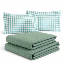 Kit Colcha Coxa Cobre Leito Jogo Roupa Cama Casal 5 Pçs Matelado Fronha Face Unica Macio 200 Fios