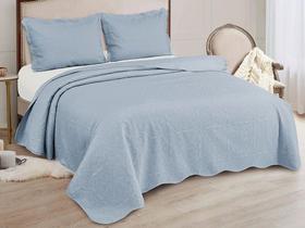 Kit Colcha De Cama Casal Com Porta Travesseiro Marrocos Casal 220x240 Azul - Camesa