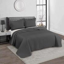 Kit Colcha De Cama Queen Cobre Leito Bullet 240x260 Chumbo CAMESA