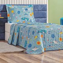 Kit Colcha DiverKids Astronauta Solteiro Tecido Microfibra Dupla Face Quarto Infantil - Azul - 100% Poliéster Kit Colcha DiverKids Astronauta Solteiro Tecido Microfibra Dupla Face Quarto Infantil - Azul - 100% Poliéster