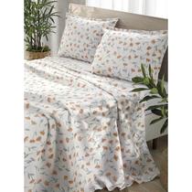 Kit Colcha Dohler Piquet Estampado Flora - 100% Algodão - Solteiro