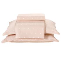 Kit Colcha Dohler Piquet Estampado Sofia - 100% Algodão - Rosa - Queen